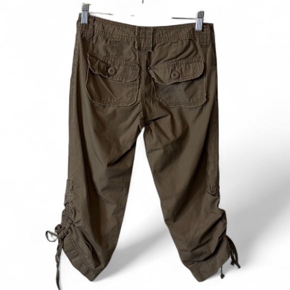 Vintage Y2K Khaki Tan SO Ruched Cinch Hem Capri Pants, Women's Size 0 - Picture 4 of 10
